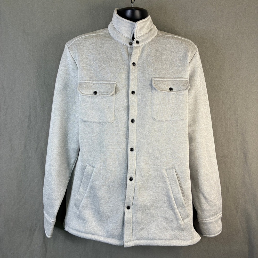 BKE Mens Athletic Fit Snap Front Shirt Jacket Light Gray Heather  Large Shacket
